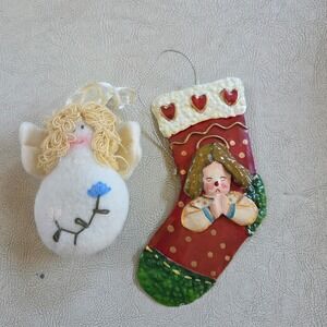 Vintage‎ Christmas Angel Ornament Set Stocking Angel Holiday Decor